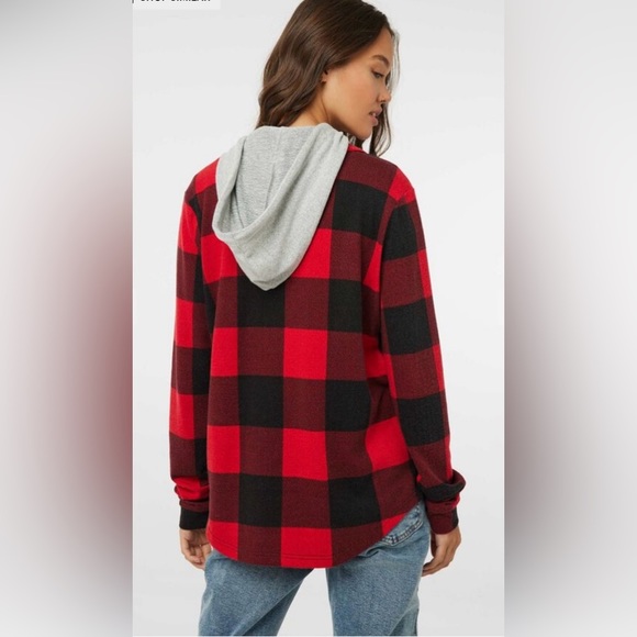 💄2 for 15$💄 Plaid Zip Up Sweater Red & Black Size Small - Picture 2 of 4